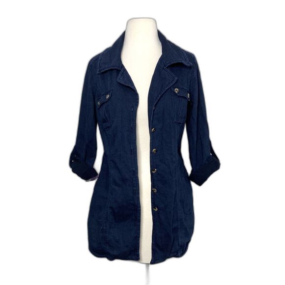 Cabi Chambray Utility Jacket Button Down Cinched Roll Sleeve S (No drawstring) - Picture 3 of 8